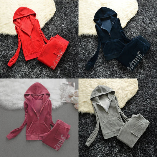 Winter Velvet Tracksuit for Women: Heavy Duty Fleece Lined Hoodie and Pants Set | Solid Color Warm Jogger Outfit