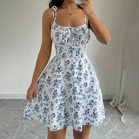 Women's Summer Floral Spaghetti Strap Beach Short Dress,Womens Dresses,Woman Clothing,Woman Clothes,Sundress,New in Dress 2025